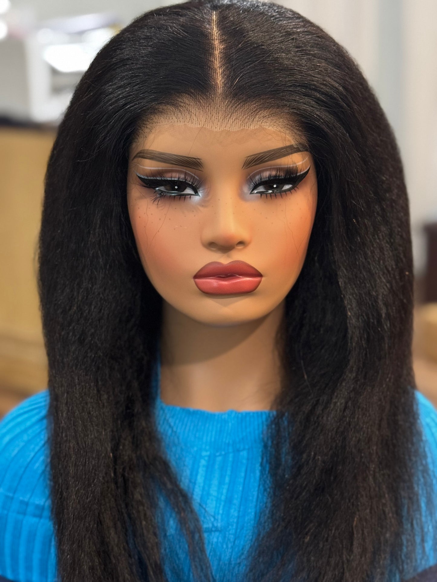7 x 5 HD Lace Closure Wig Kinky Straight 18 Inch 180% Density