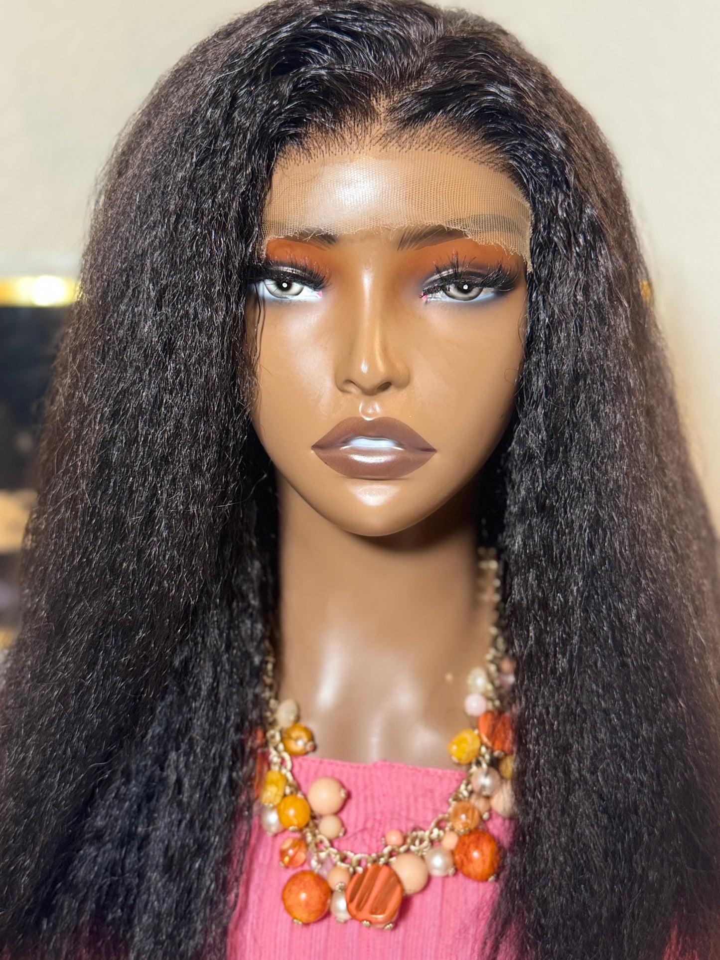 5 x 5 HD Lace Kinky Straight Lace Front Wig 16 inch 210% Density