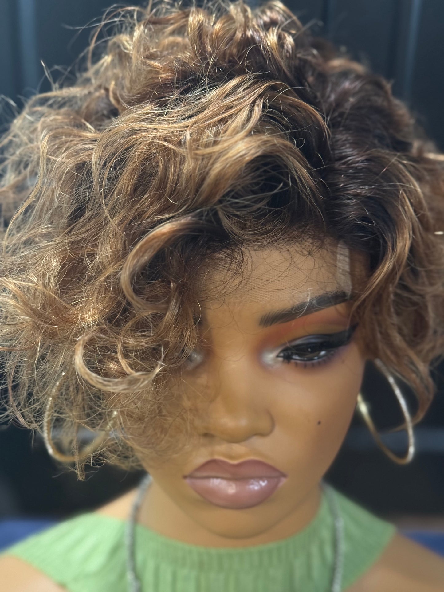4 x 4 HD Short Lace Closure 6 inch Honey Blonde Wig Tapered Cut