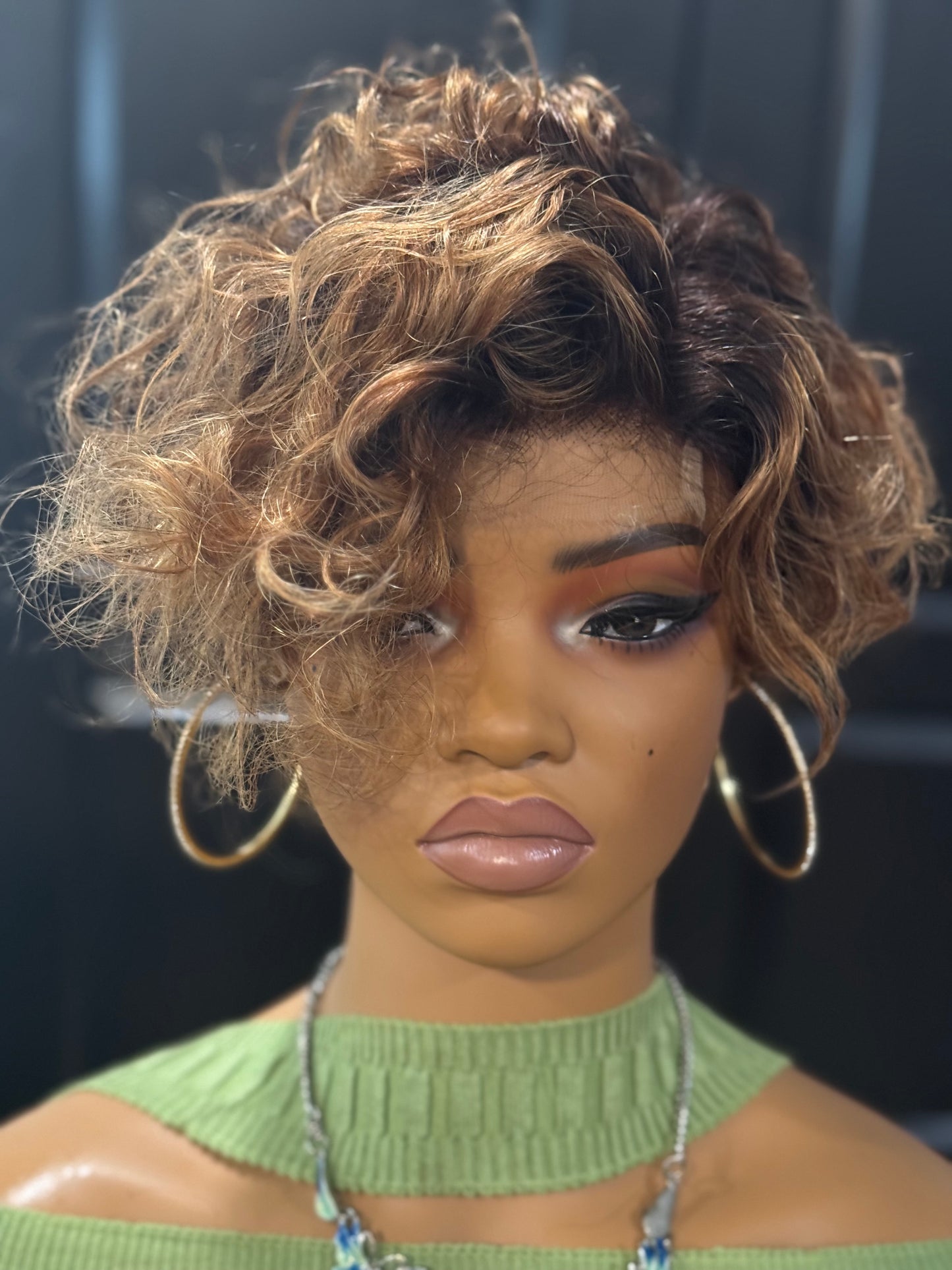 4 x 4 HD Short Lace Closure 6 inch Honey Blonde Wig Tapered Cut