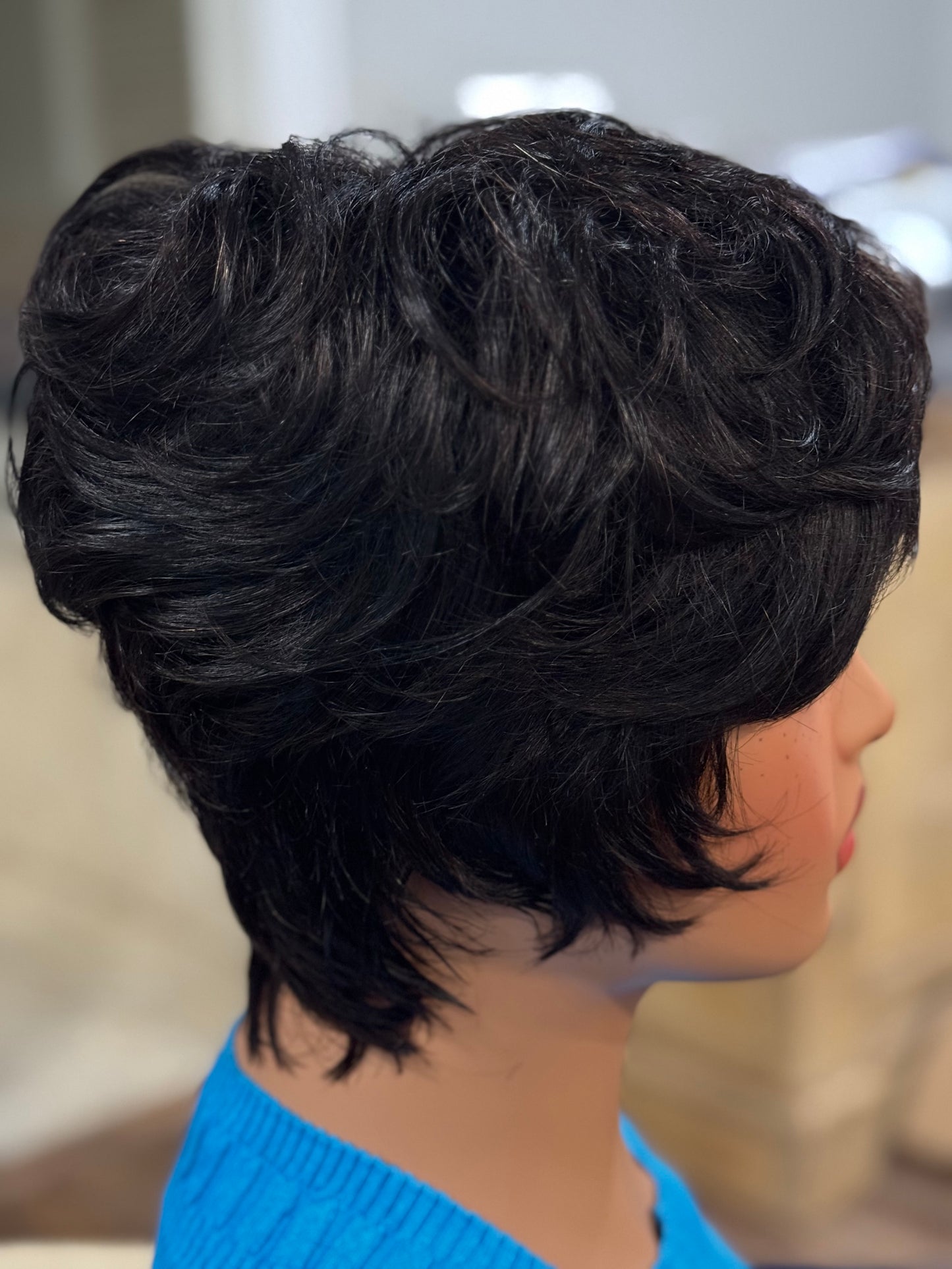 No Lace Collection: Short Black Human Hair Pixie Cut Wig