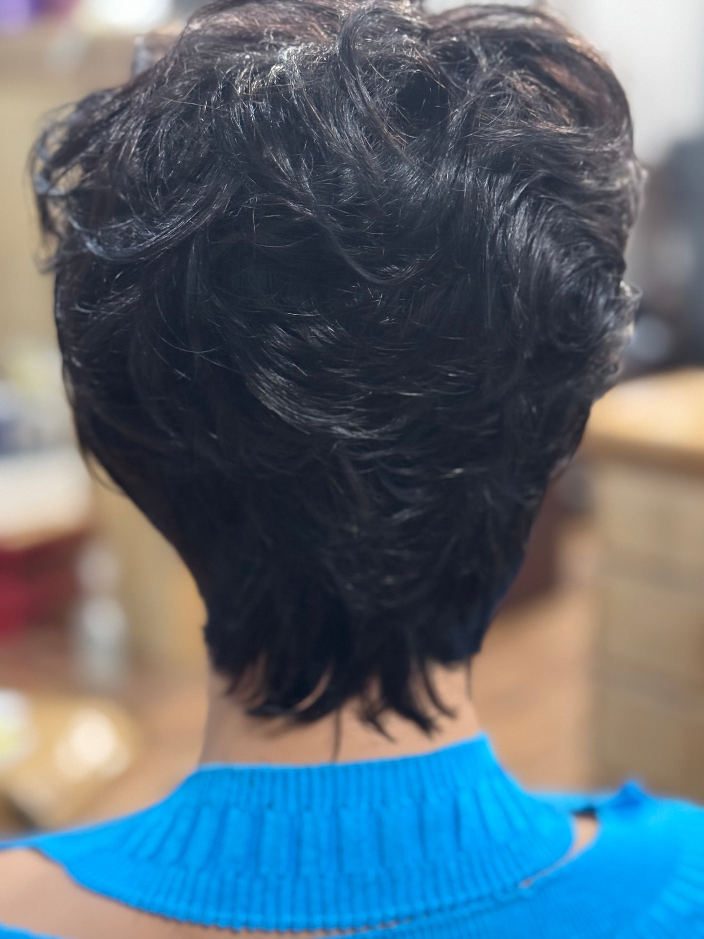 No Lace Collection: Short Black Human Hair Pixie Cut Wig