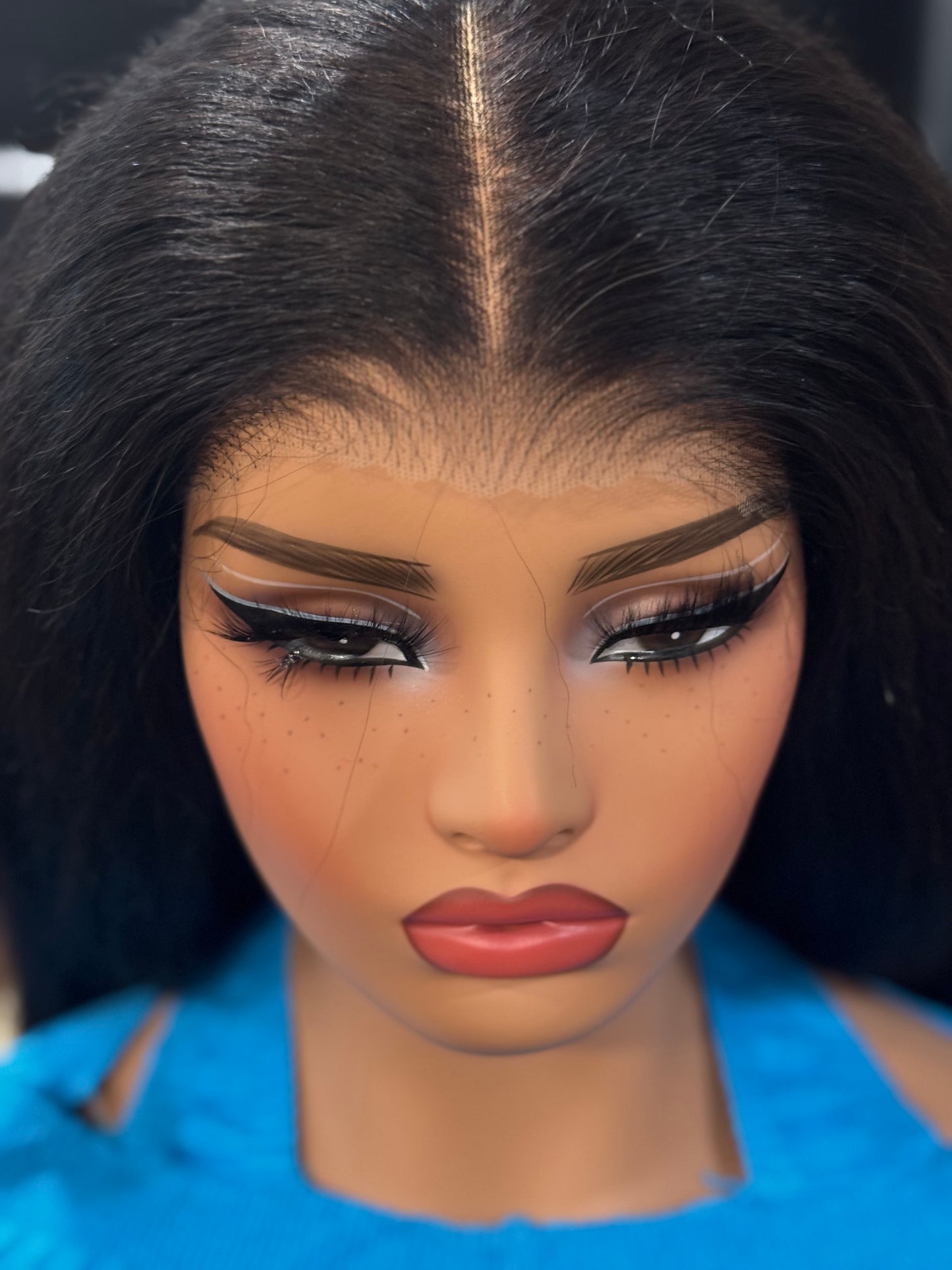 7 x 5 HD Lace Closure Wig Kinky Straight 18 Inch 180% Density